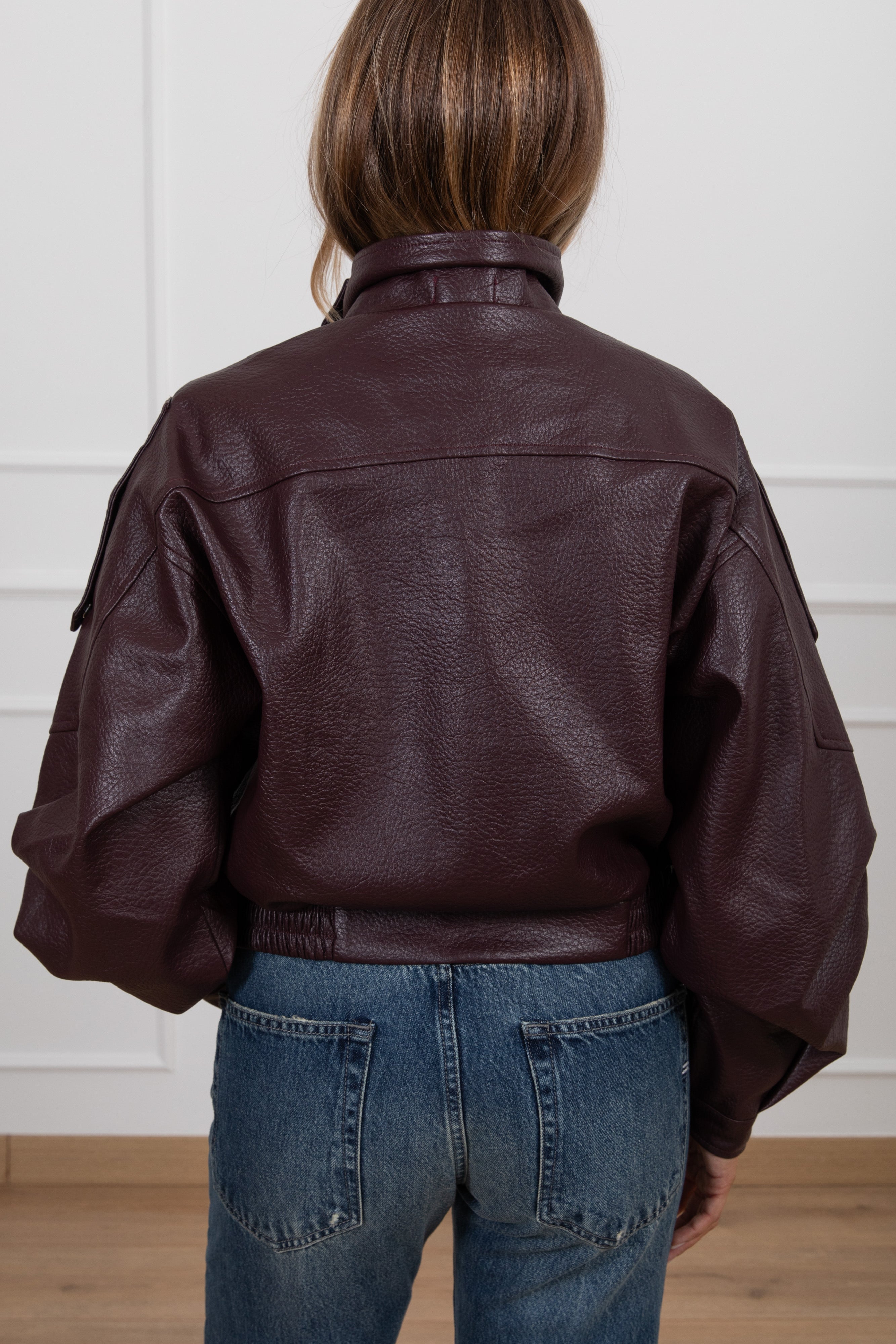 Bomber in eco-pelle martellata variante bordeaux Susy Mix