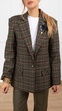 Giacca mono-bottone check militare con spille ViCOLO