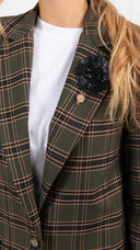 Giacca mono-bottone check militare con spille ViCOLO