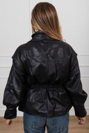 Giacca in eco-pelle con elastico in vita variante nero Susy Mix