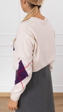 Maglia girocollo maxi rombo variante ecru/viola/rosso Tensione IN