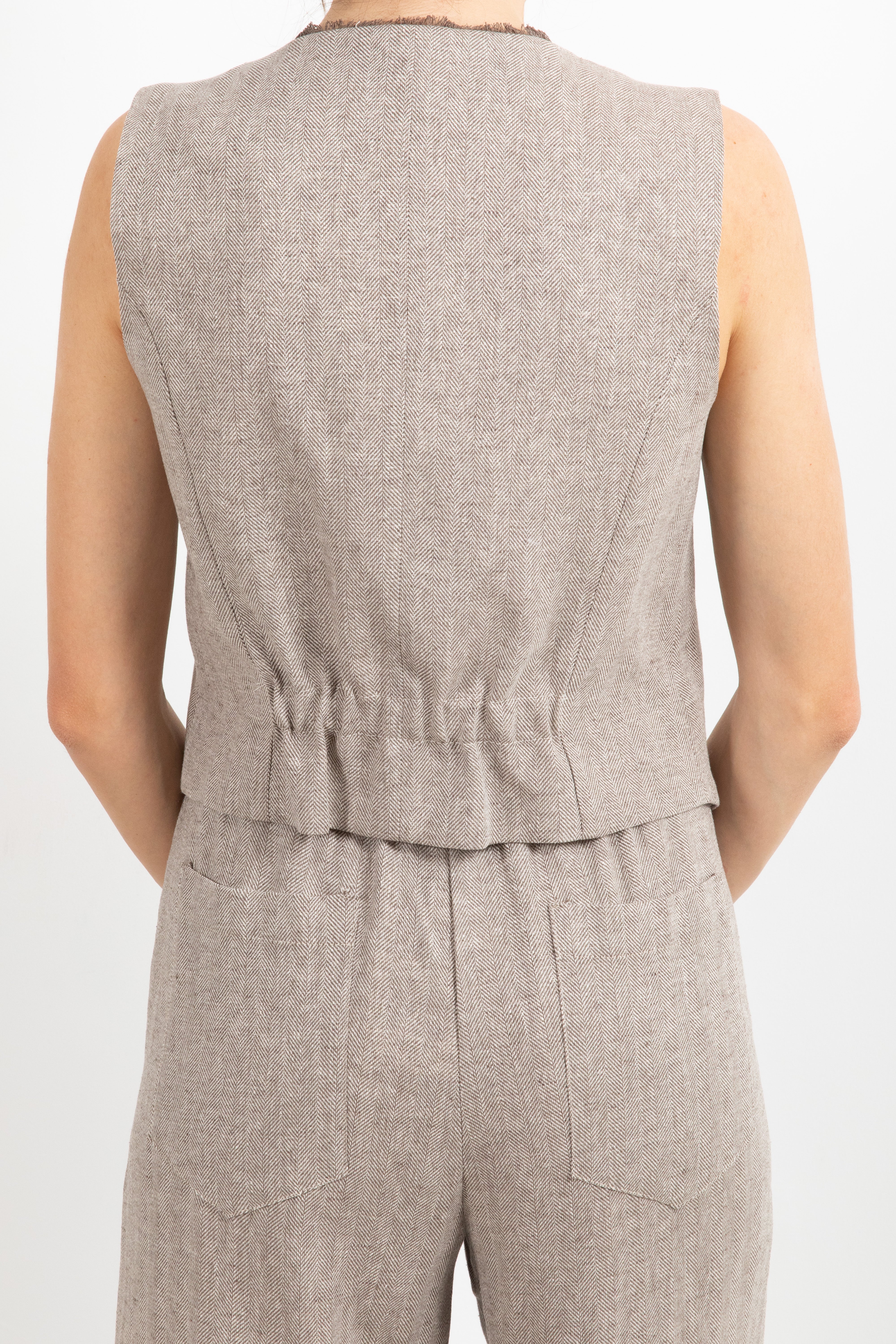 Gilet micro-spigato in lino e cotone ViCOLO