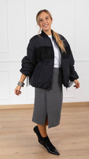 Bomber con inserto frange variante nero Tensione IN
