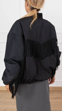 Bomber con inserto frange variante nero Tensione IN
