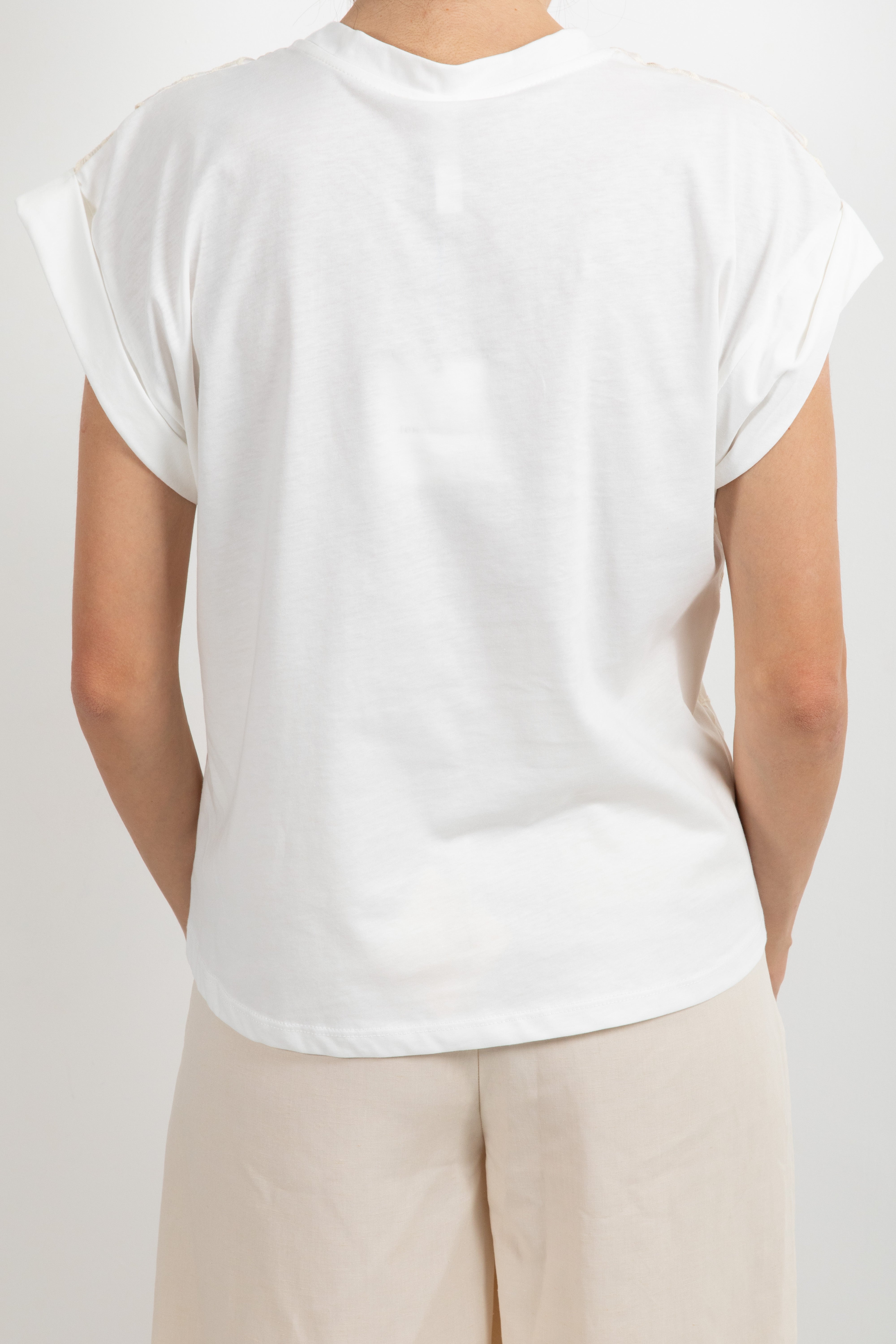 T-shirt con inserto fiore ricamato Tensione IN