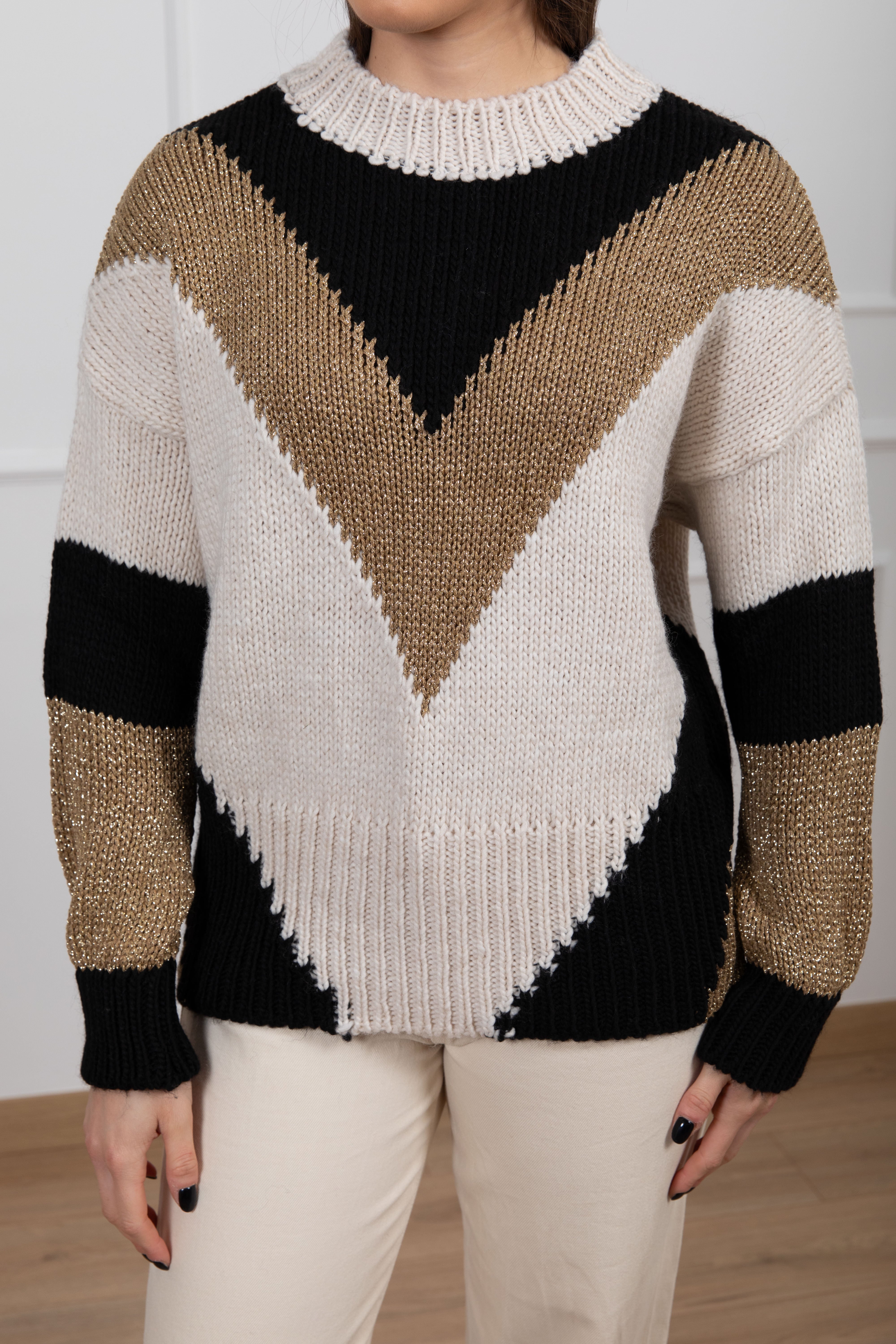 Pull collo a cratere con inserto lurex Susy Mix