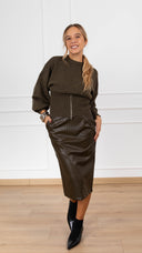 Gonna midi in eco-pelle intrecciata ViCOLO
