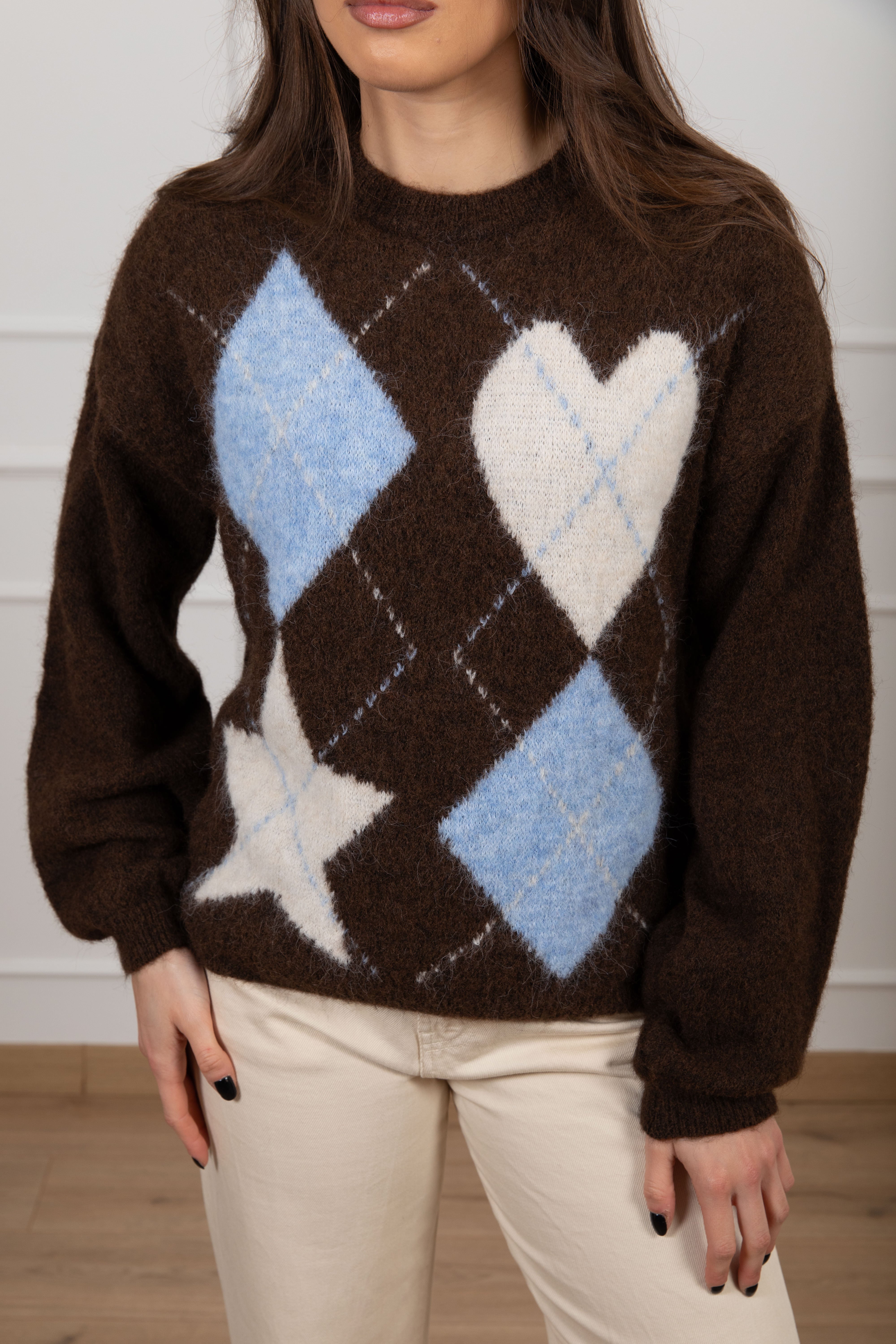 Pull con rombo cuore e stella Susy Mix