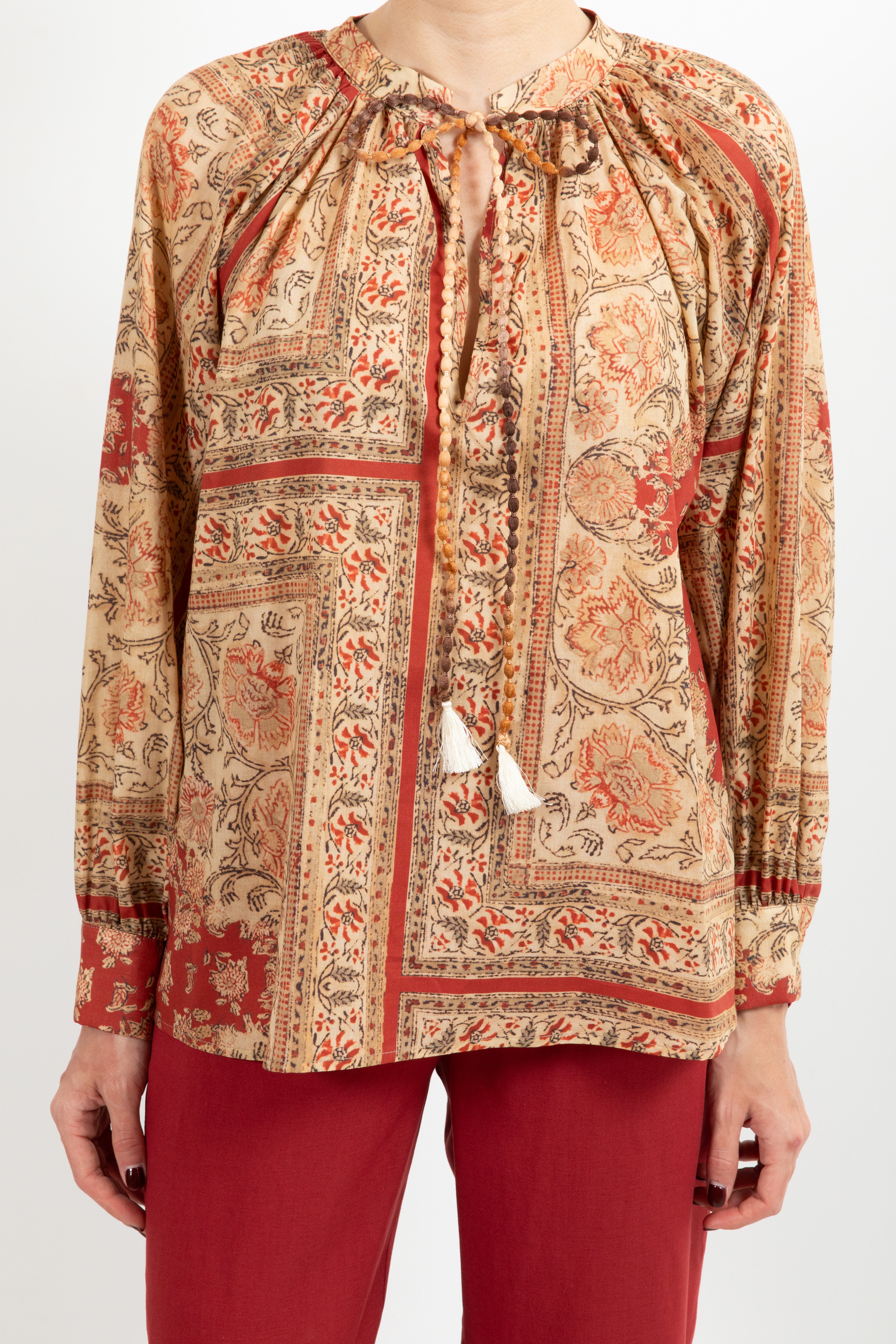Blusa fantasia etnica con laccio ViCOLO