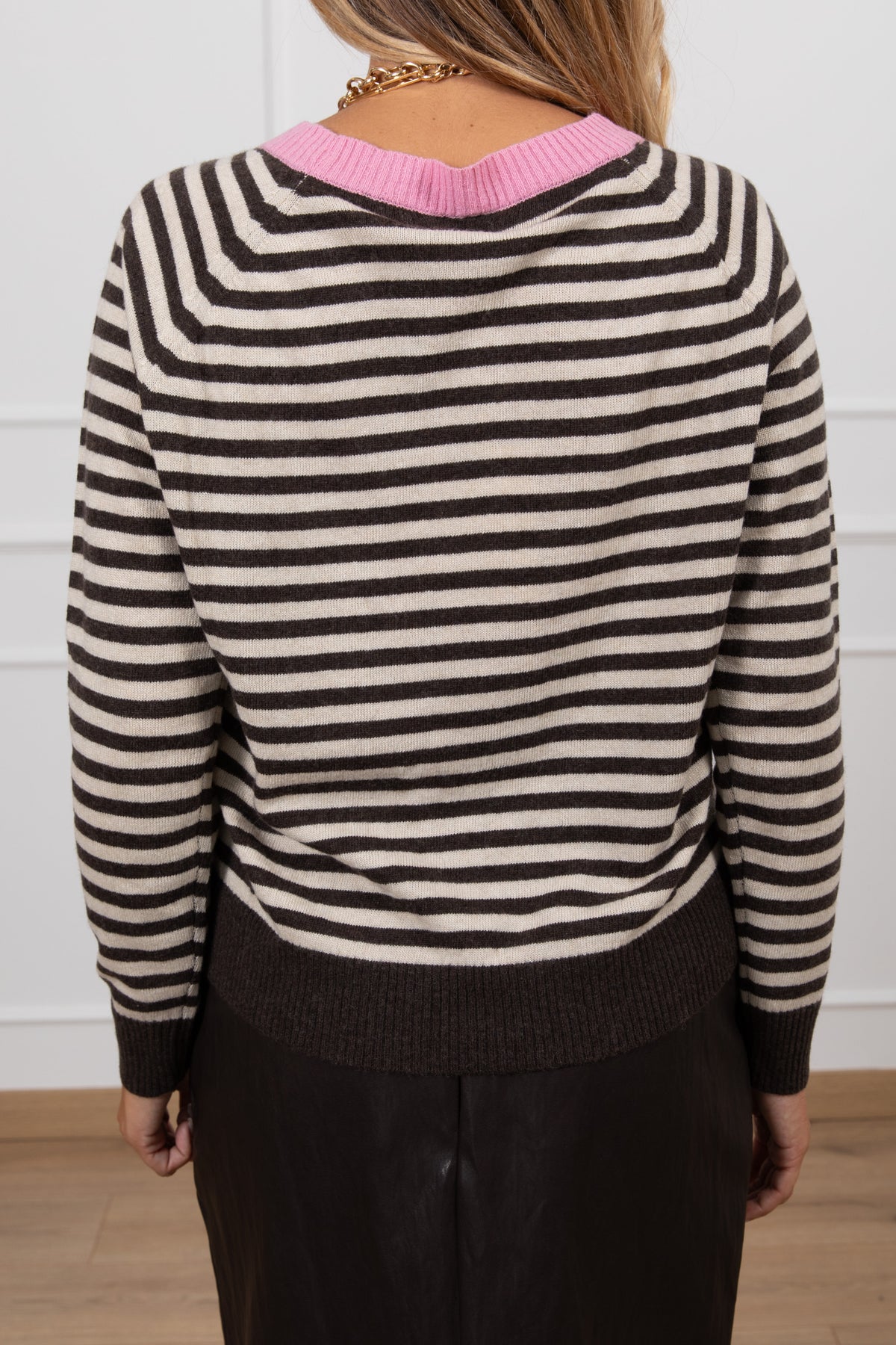 Maglia a righe con collo a contrasto Susy Mix