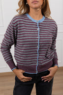 Cardigan a righe con collo a contrasto Susy Mix