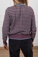 Cardigan a righe con collo a contrasto Susy Mix