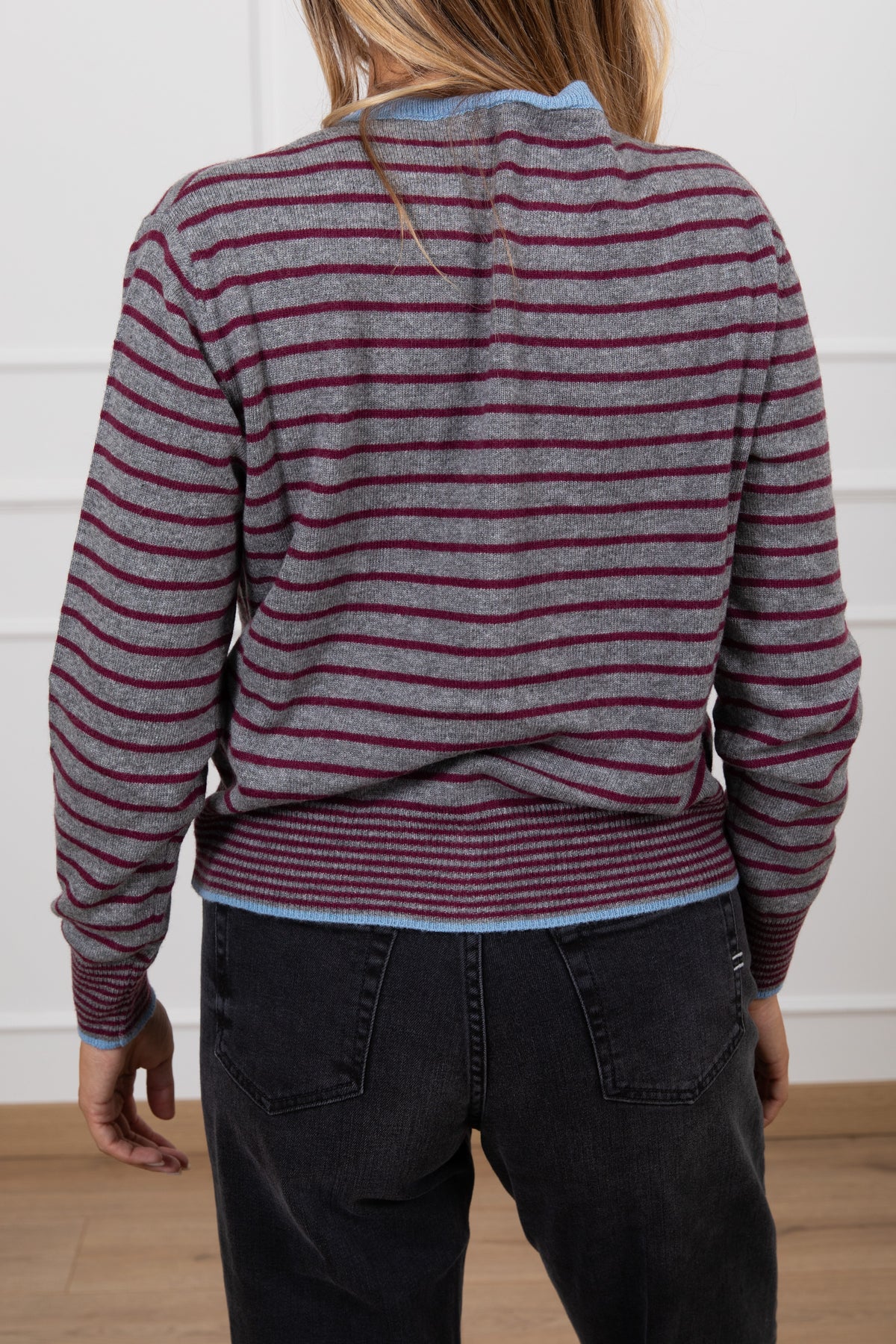Cardigan a righe con collo a contrasto Susy Mix