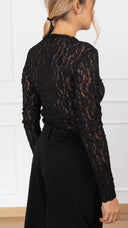Body girocollo in pizzo variante nero Haveone