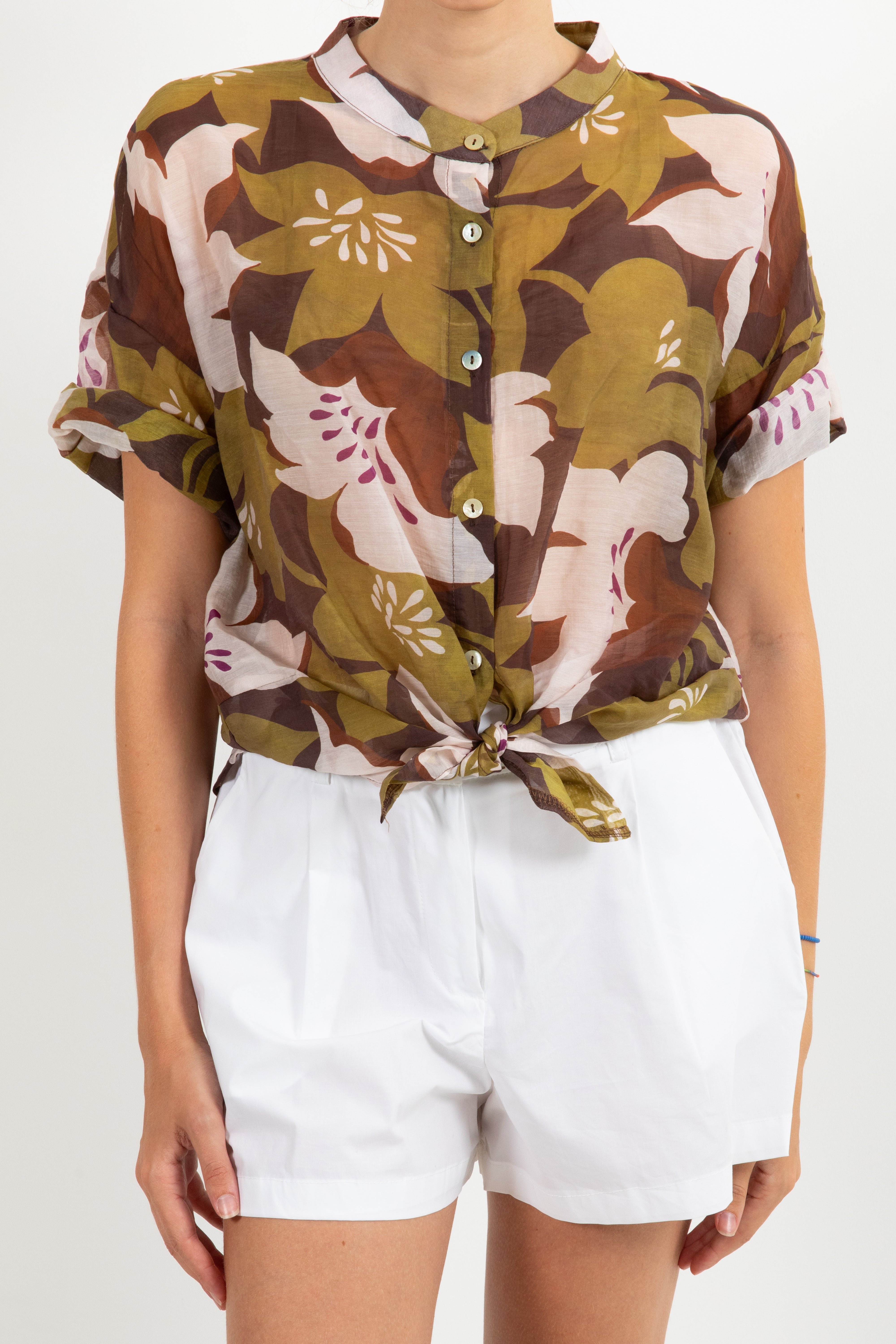 Camicia manica corta in lyocell fantasia flowers Susy Mix