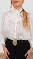 Camicia mezzo-collo con inserto pizzo variante burro Haveone
