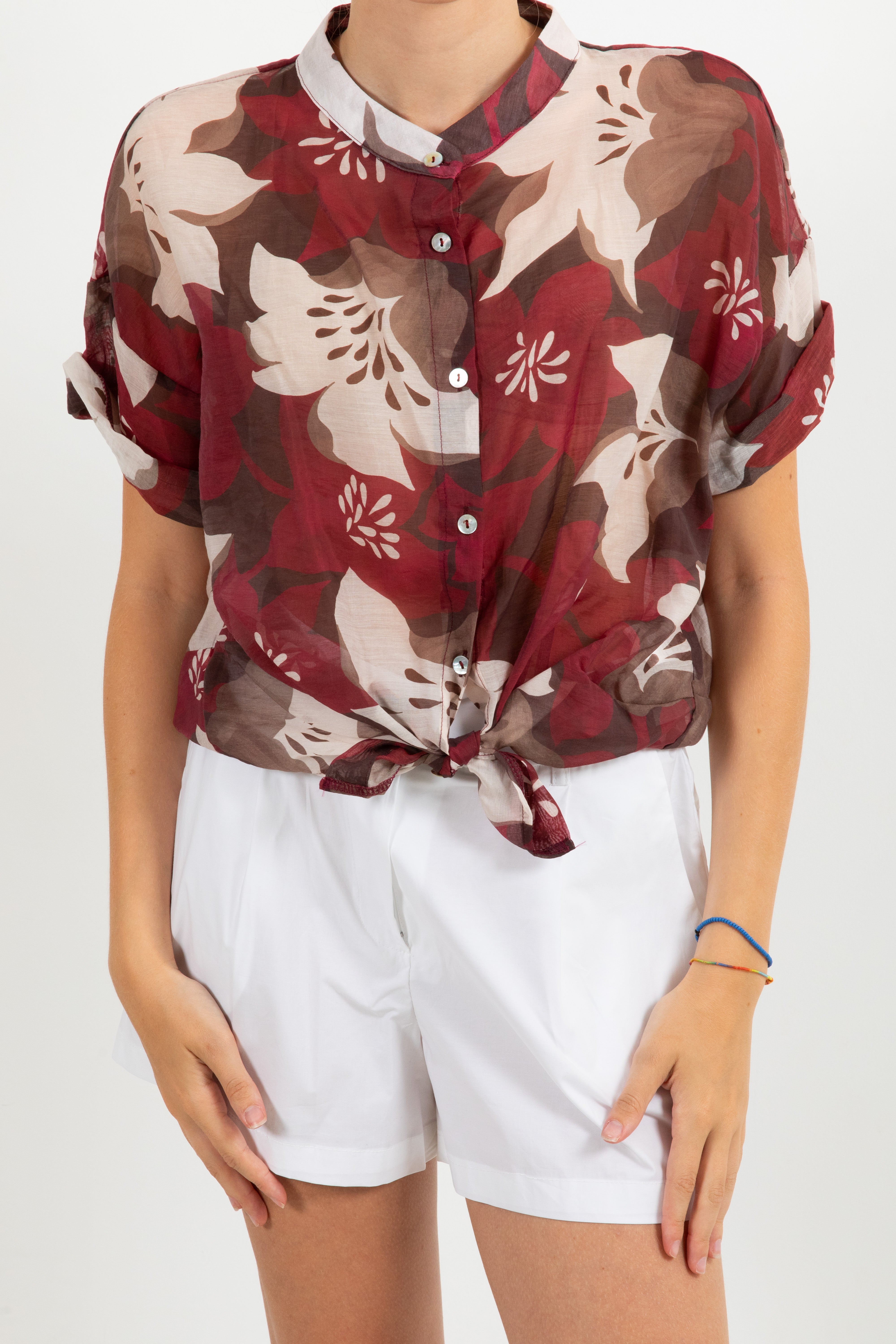 Camicia manica corta in lyocell fantasia flowers Susy Mix