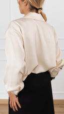 Camicia in raso con inserti in pizzo variante burro Haveone