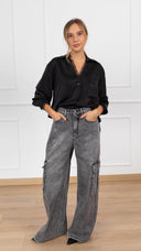 Jeans Marina cargo lavaggio nero ViCOLO