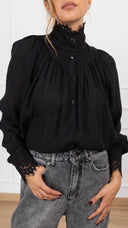 Camicia mezzo-collo con inserto pizzo variante nero Haveone