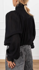 Camicia mezzo-collo con inserto pizzo variante nero Haveone