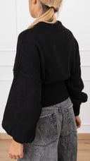 Maglia manica a palloncino con zip sul fondo variante nero ViCOLO
