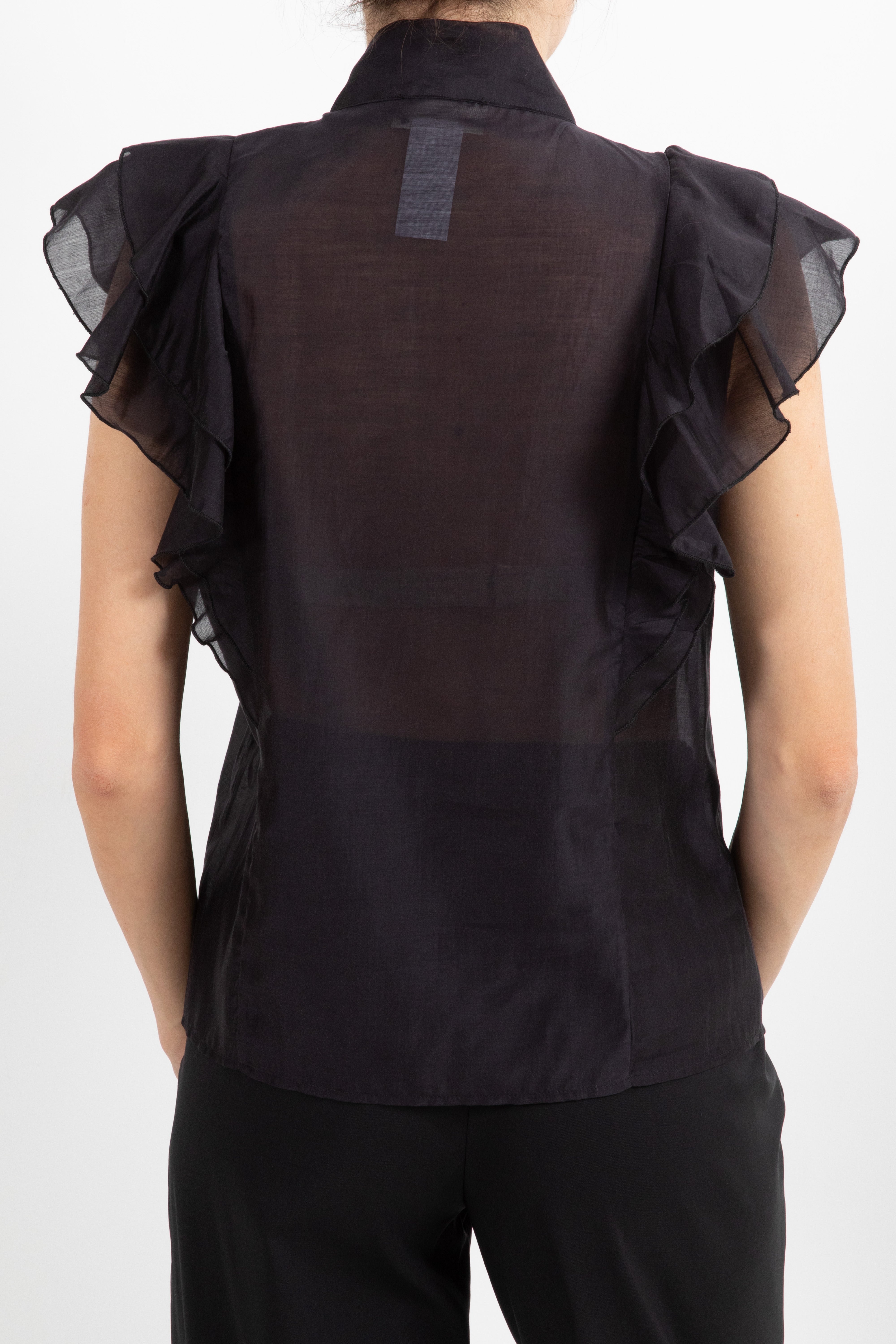 Camicia smanicata con rouches e fiocco ViCOLO
