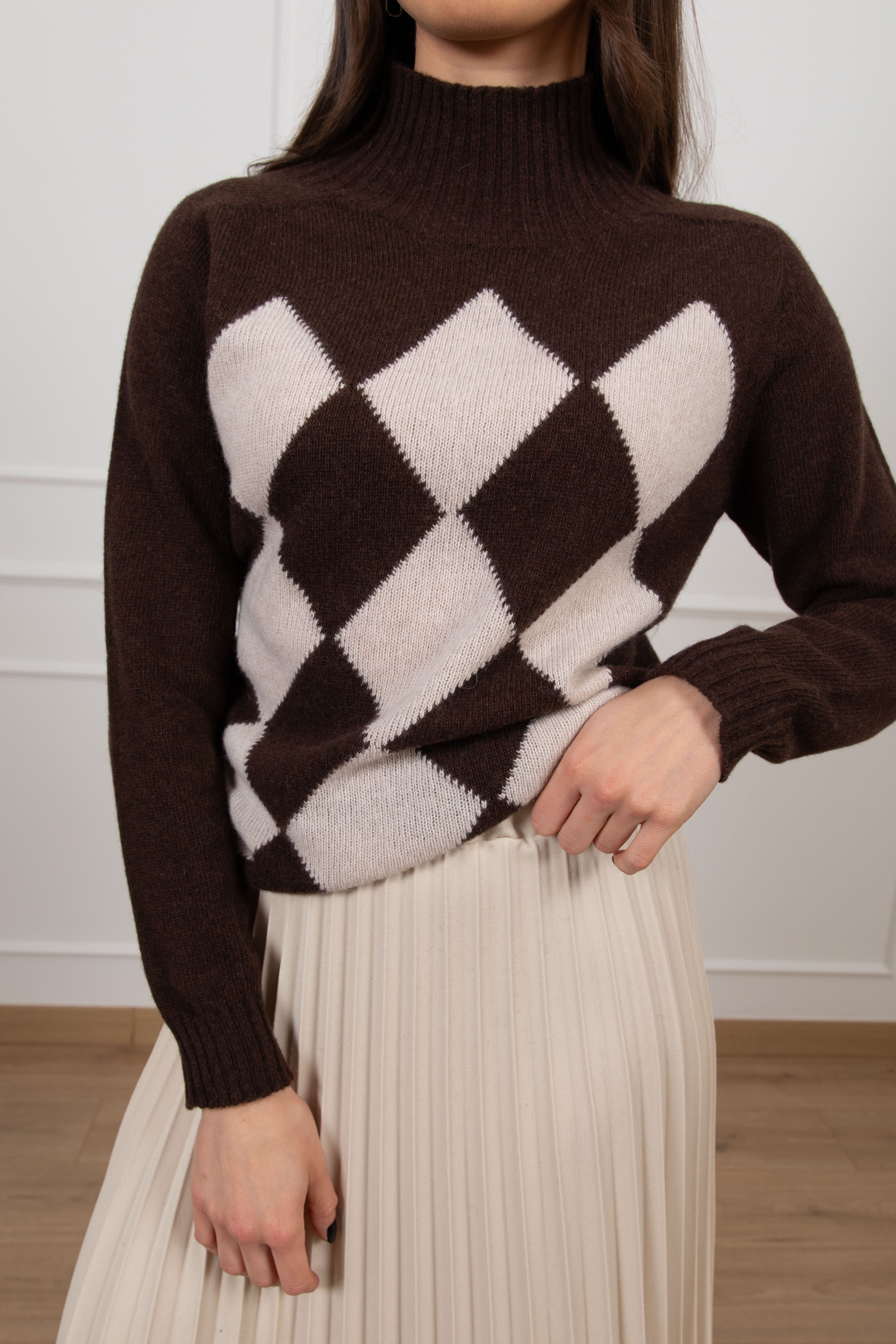 Pull mezzo collo con mini rombi Susy Mix