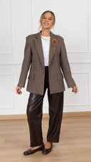 Giacca mono-bottone principe di galles beige con spille ViCOLO