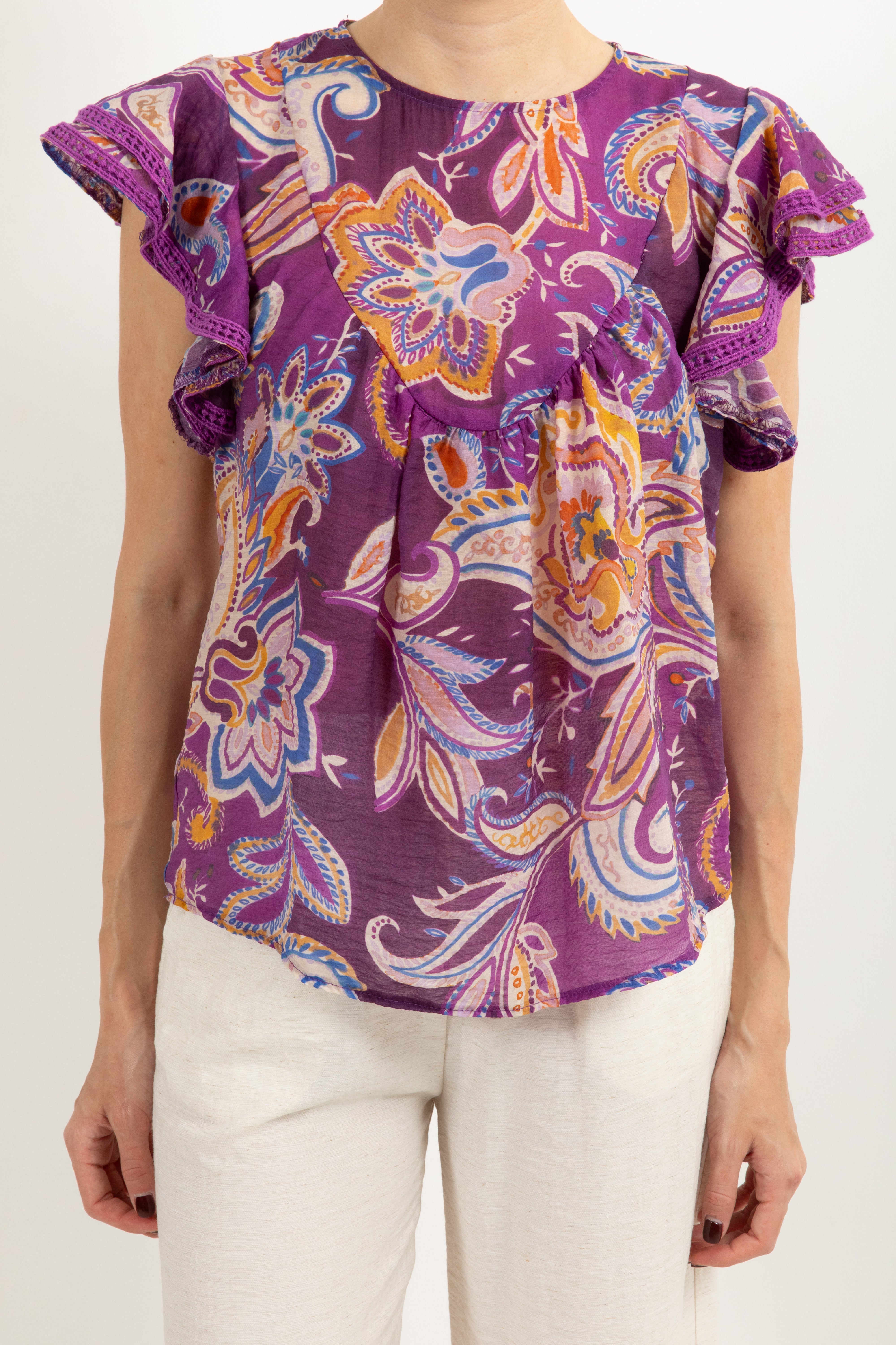 Blusa con rouches sulla manica fantasia cachemire Tensione IN