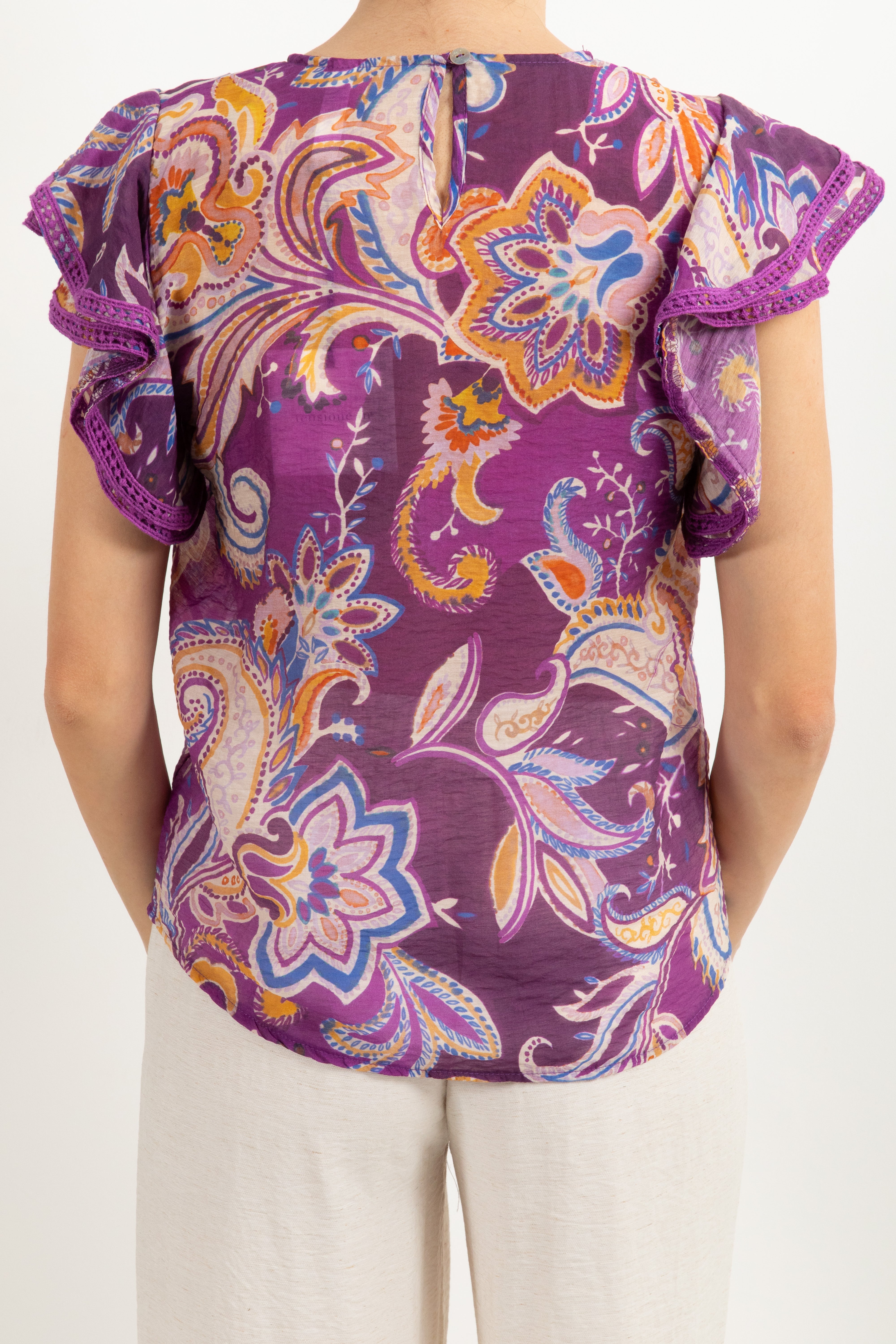 Blusa con rouches sulla manica fantasia cachemire Tensione IN