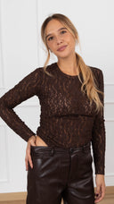 Body girocollo in pizzo variante moro Haveone