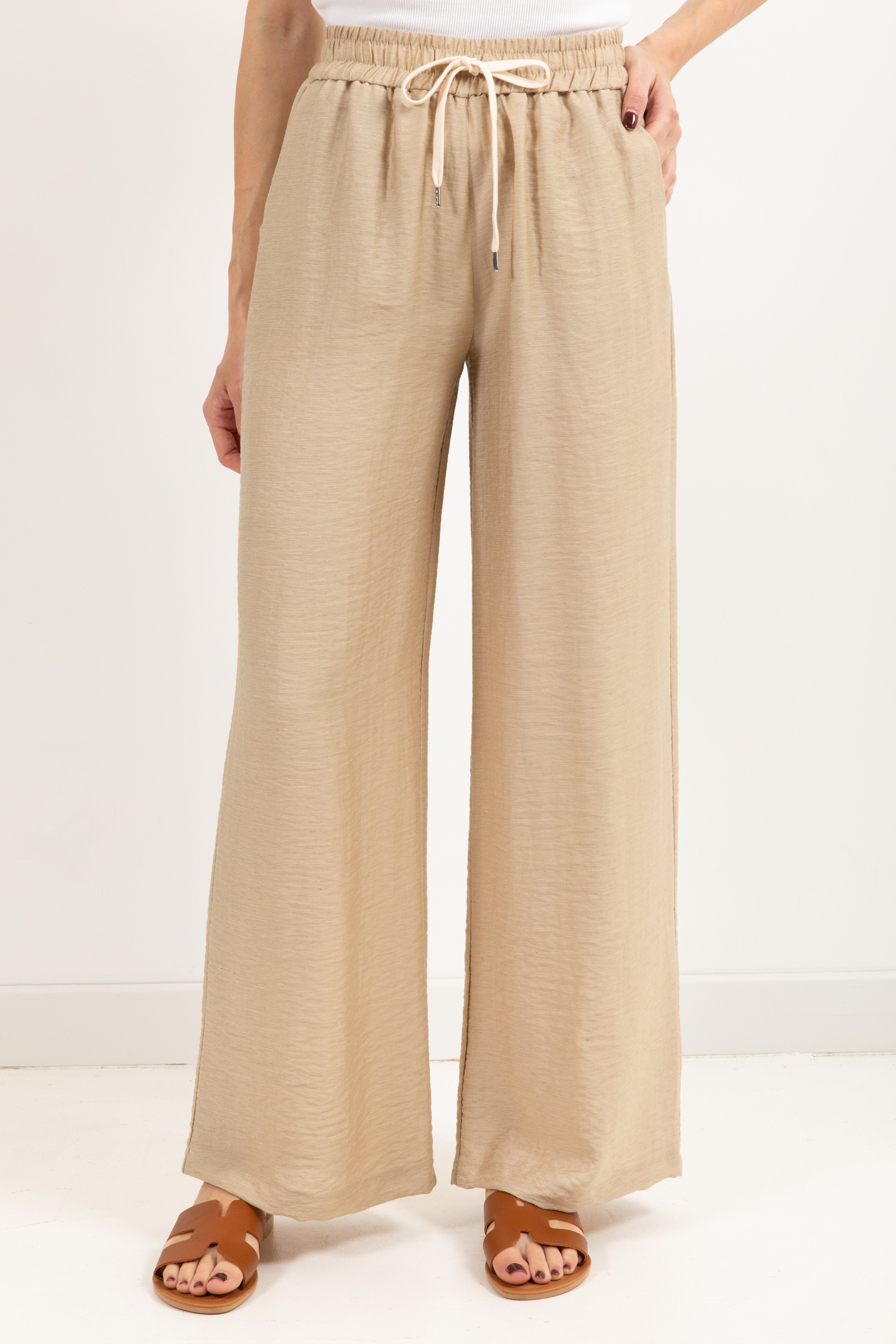Pantalone con coulisse in lino e viscosa ViCOLO