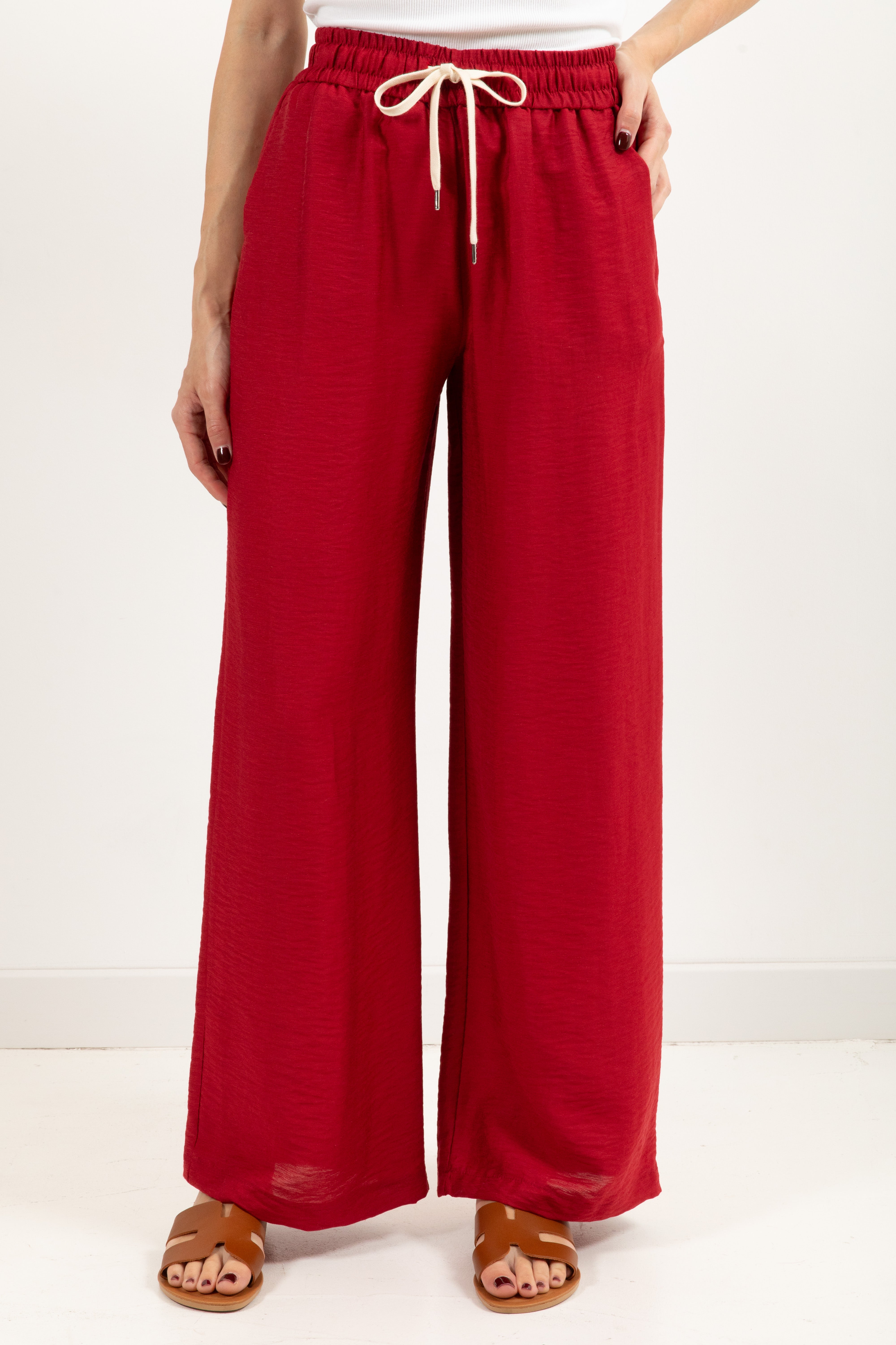 Pantalone con coulisse in lino e viscosa ViCOLO