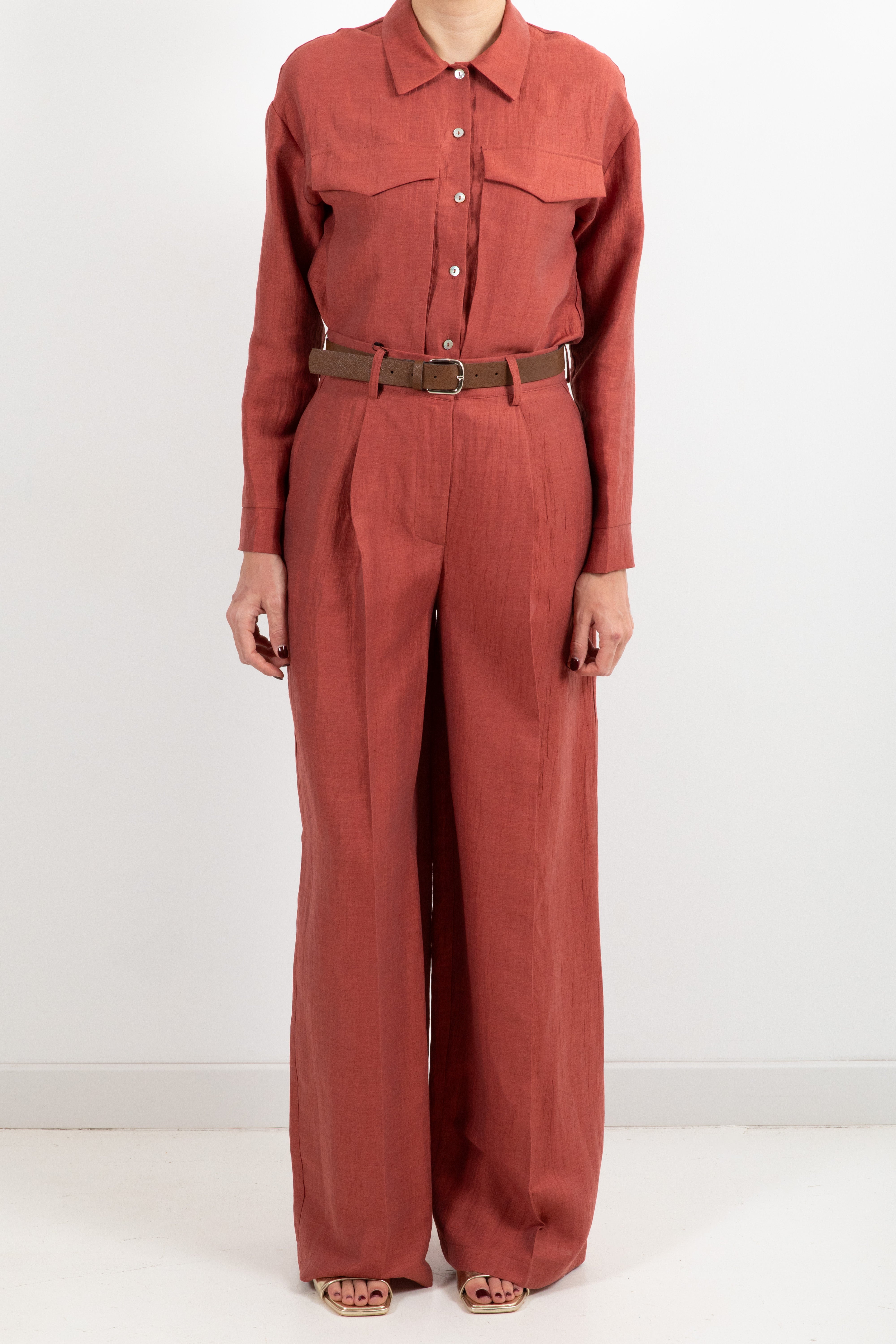 Camicia in lino con tasche ViCOLO