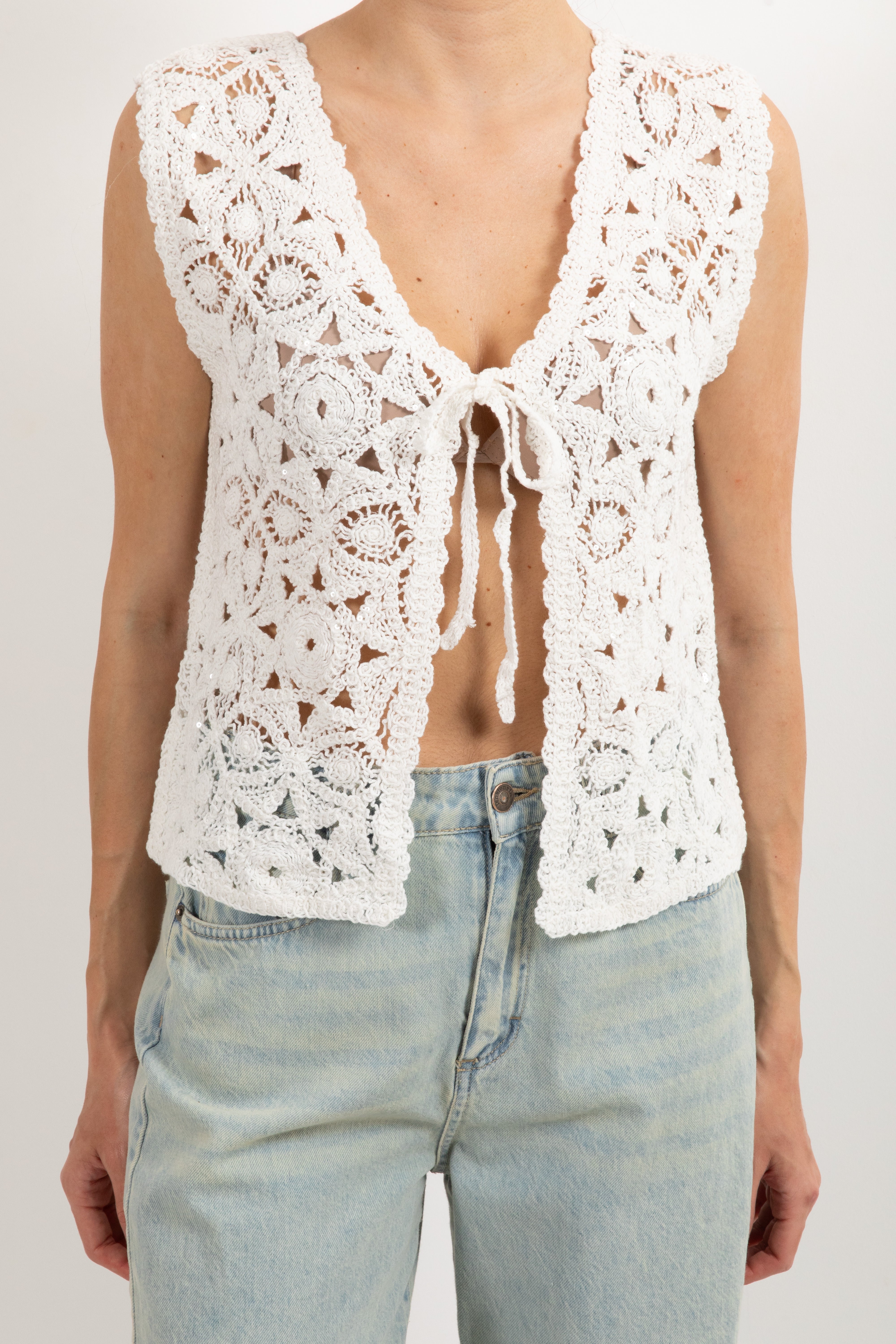 Gilet crochet con fiocco singolo Susy Mix