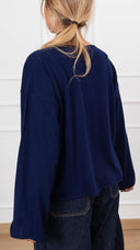 Maglia scatoletta con manica svasata variante blu Tensione IN