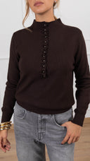 Maglia con bottoni perle e rouches variante moro Haveone