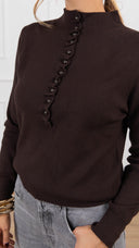 Maglia con bottoni perle e rouches variante moro Haveone