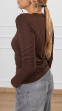 T-shirt lana e modal con spallina imbottita variante moro Haveone