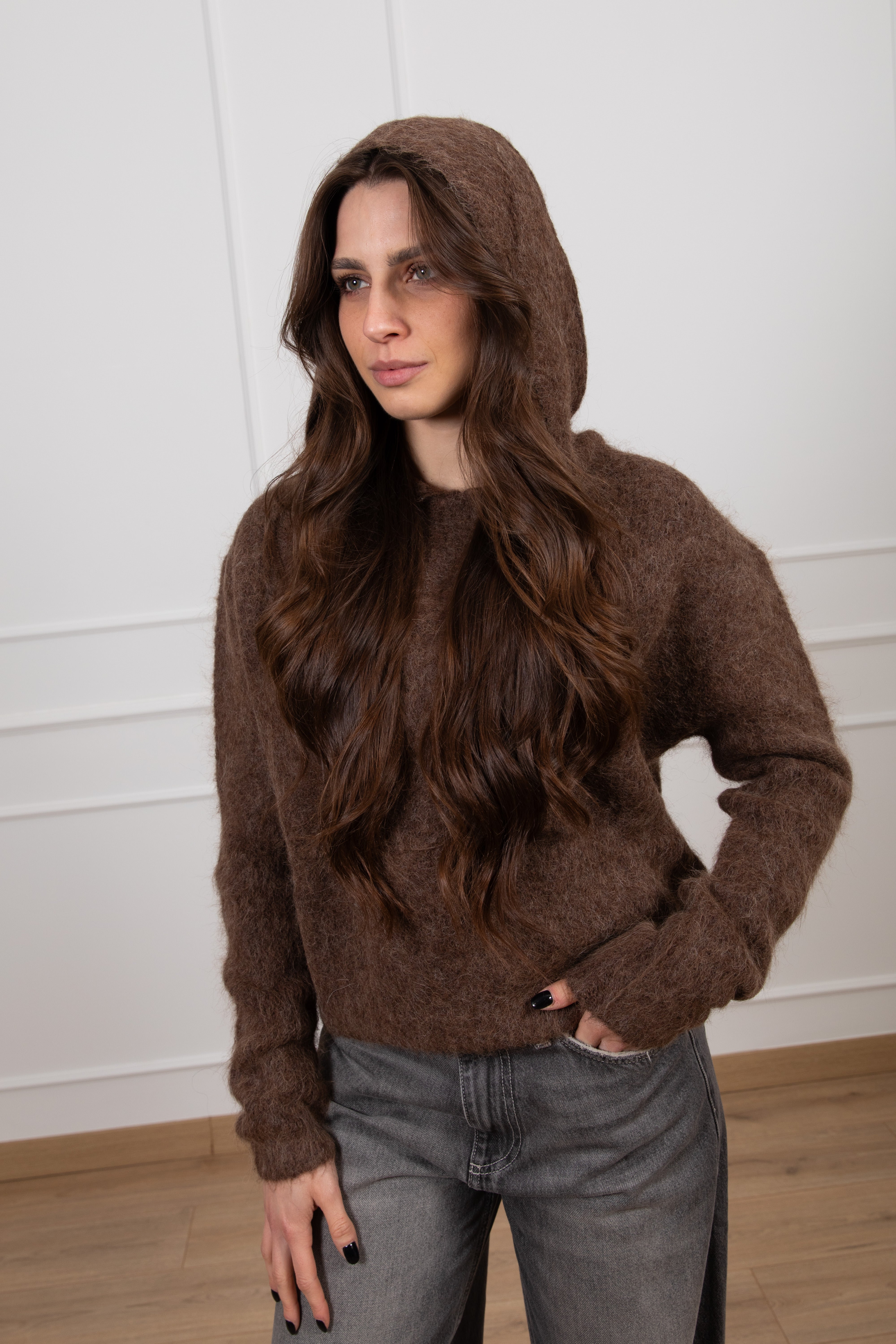 Pull in mohair con cappuccio ViCOLO