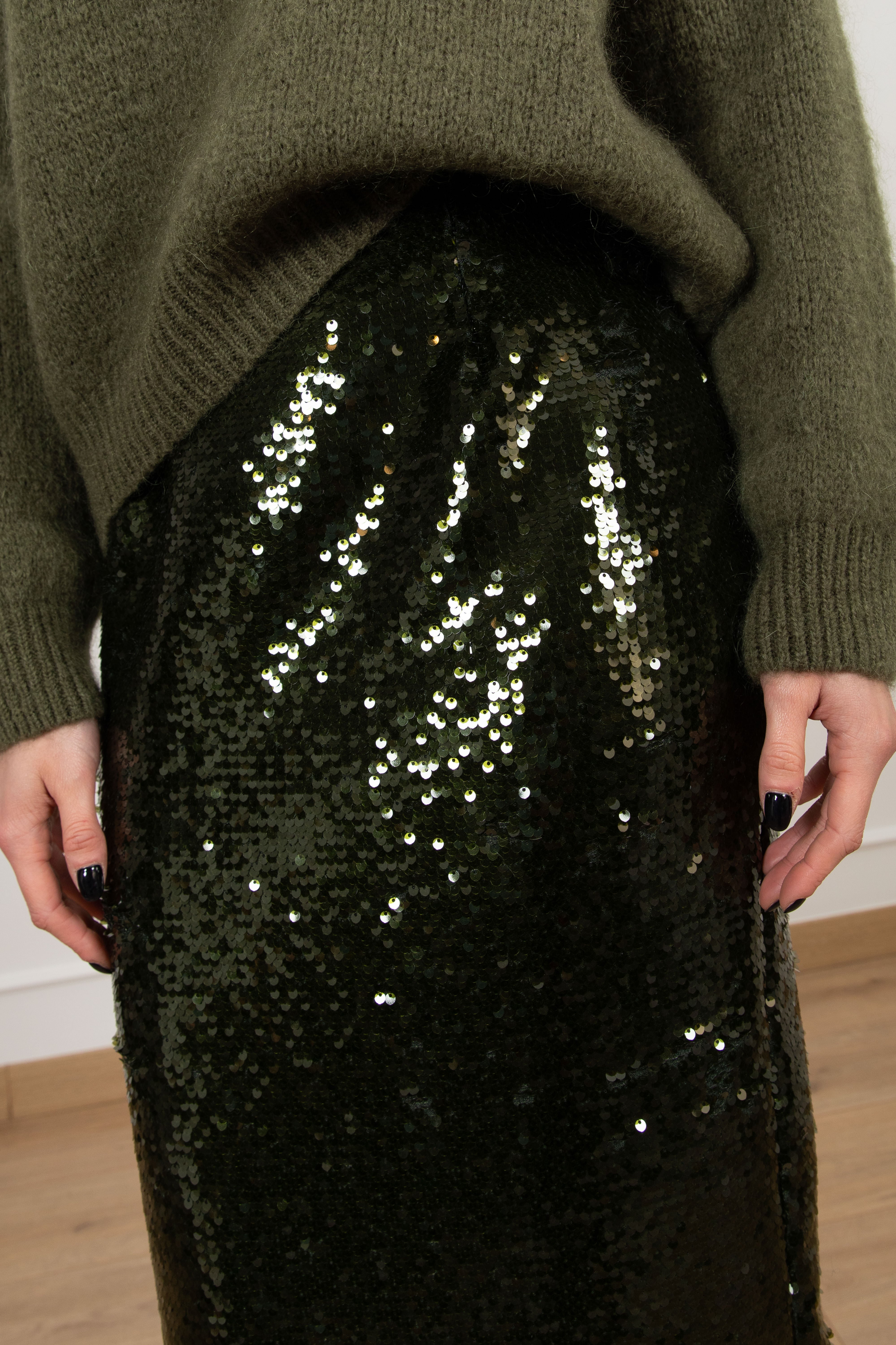 Gonna a matita paillettes militare Tensione IN