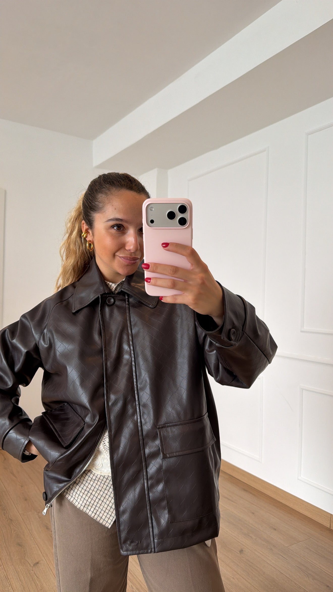 Field jacket in eco-pelle intrecciata ViCOLO