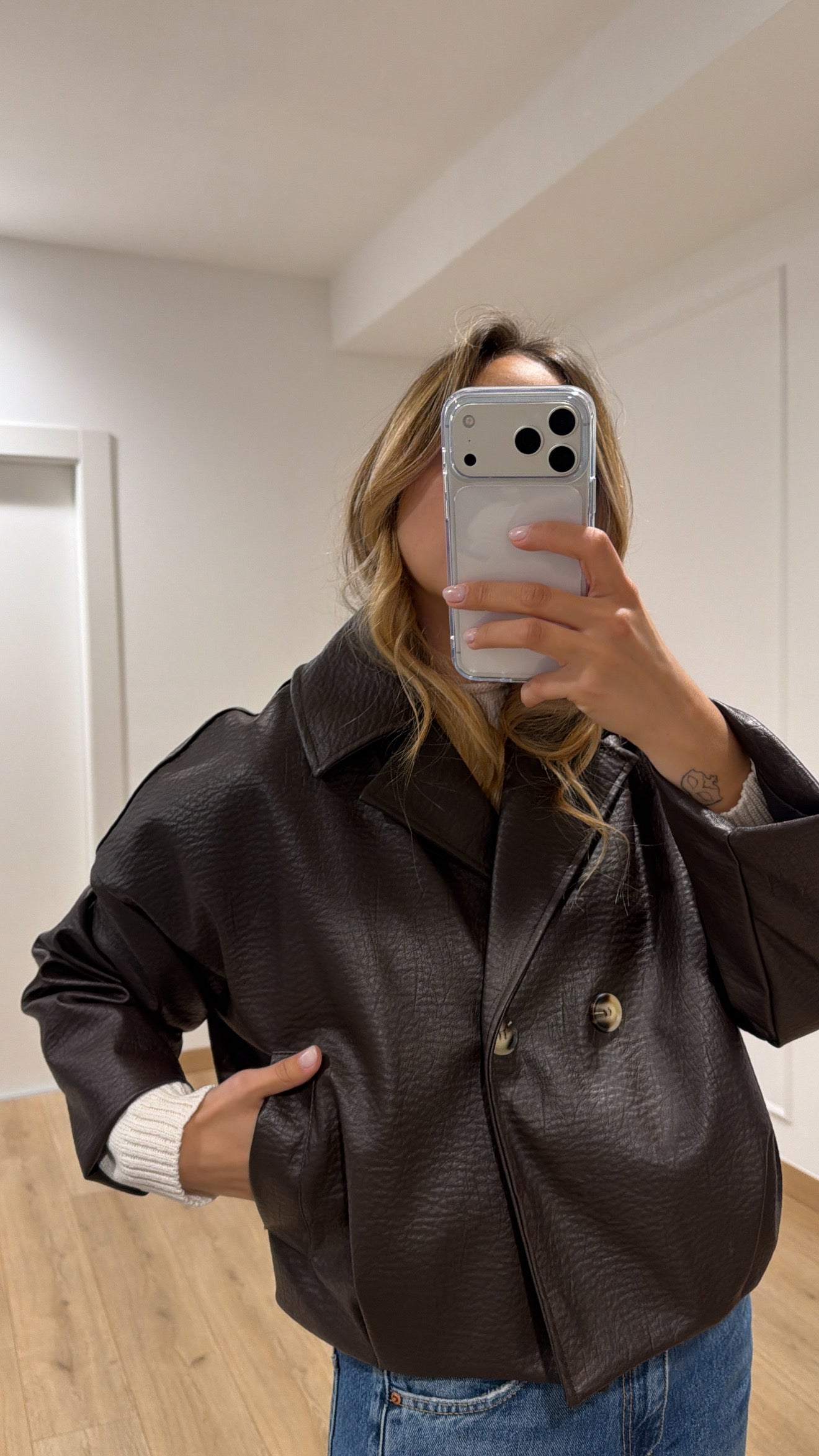 Bomber-trench in eco-pelle martellata Vicolo