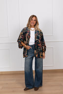 Kimono foderato in ciniglia fantasia "Nomad" petrolio Haveone