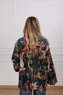 Kimono foderato in ciniglia fantasia "Nomad" petrolio Haveone