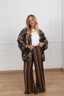 Pantalone a righe multicolor fantasia "Nomad" con elastico Haveone