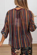 Blusa a righe multicolor in lyocell con collana ciniglia Haveone