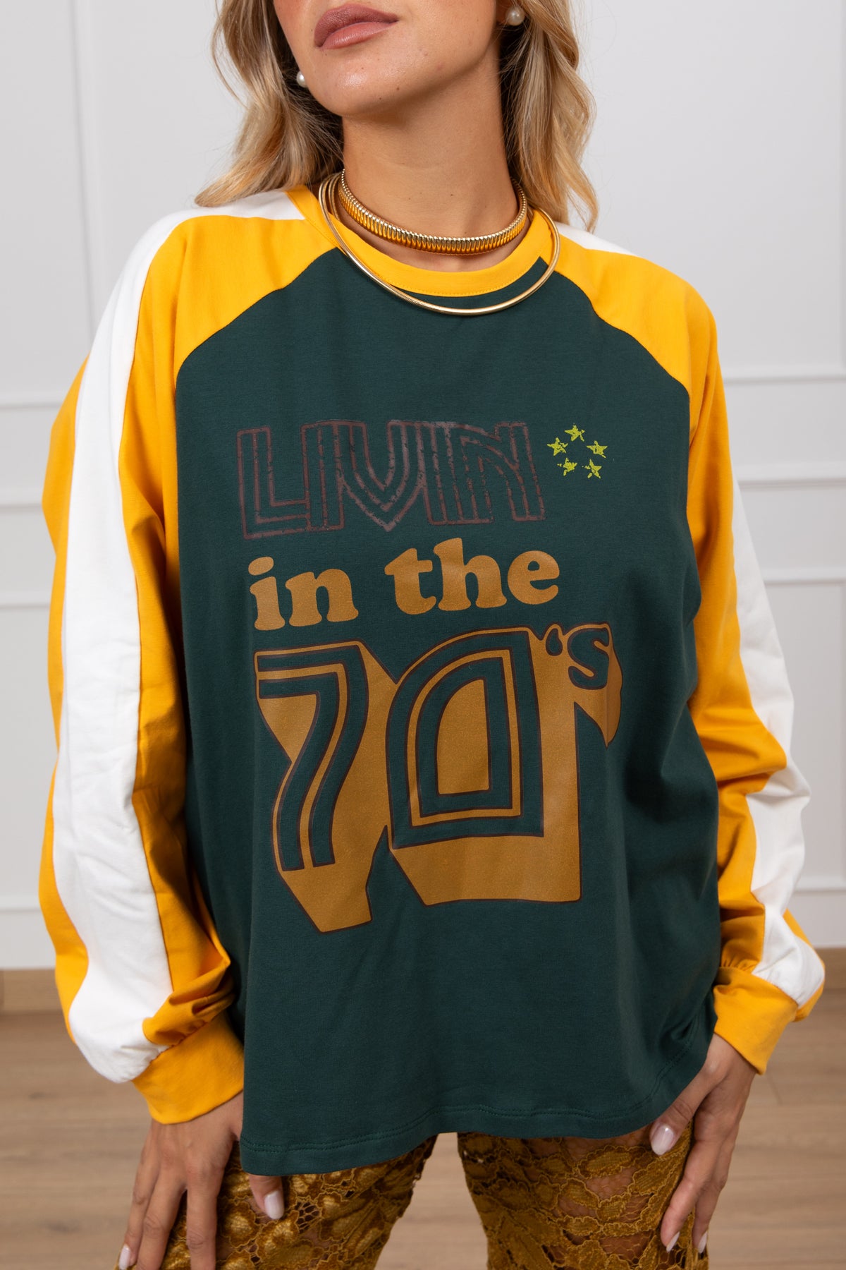 T-shirt con manica bi-color "In the 70's" Haveone