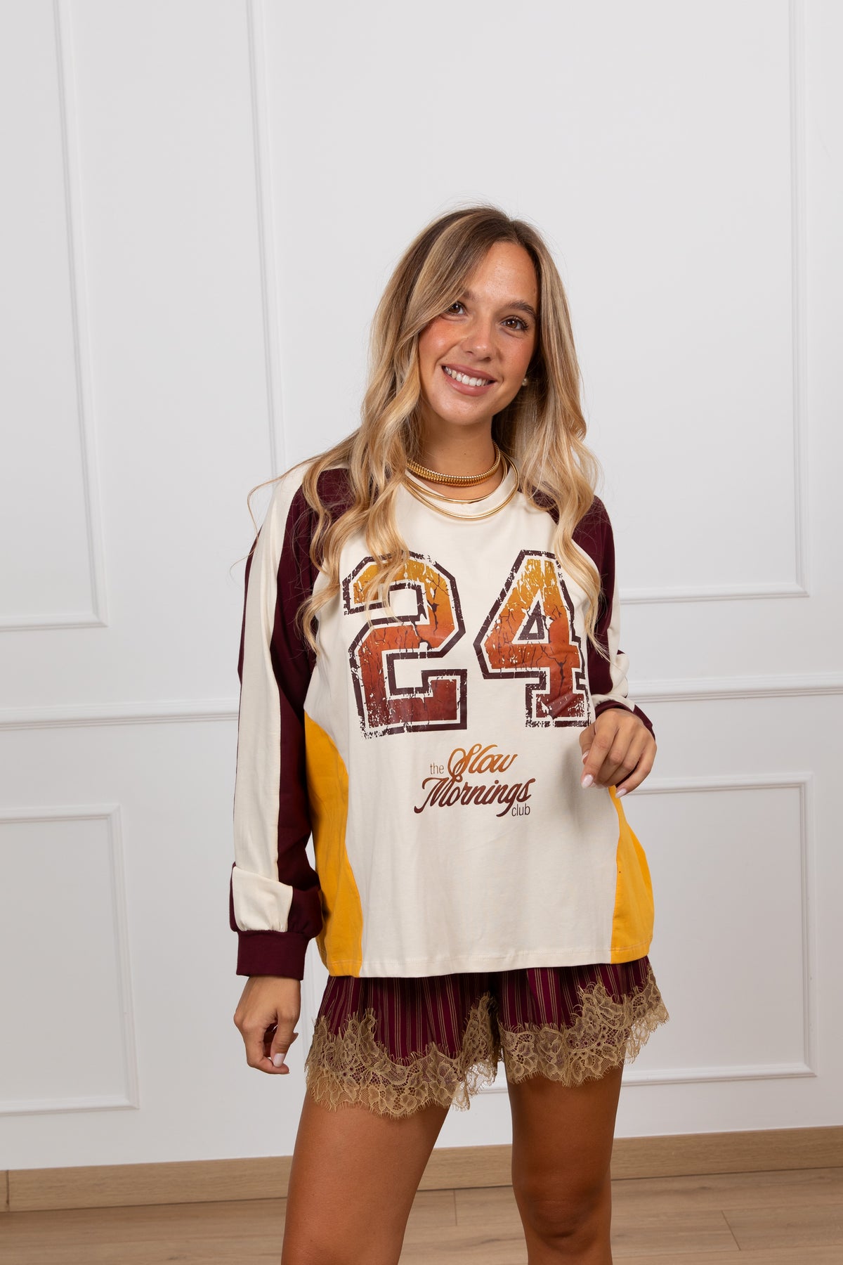 Shorts lingerie a righe con elastico variante bordeaux Haveone